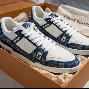Louis Vuitton White and Navy Sneakers